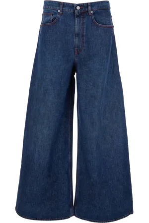 ERL Jeans, Heren, Blauw, L, Denim, Blauwe Baggy Jeans met Logo Patch