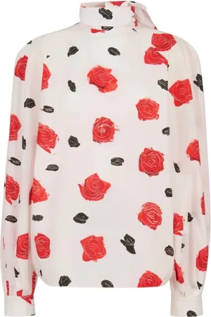 Marni Blouses & Shirts, Dames, Wit, XS, Katoen, Witte Poplin Ballon Top met Iris Print