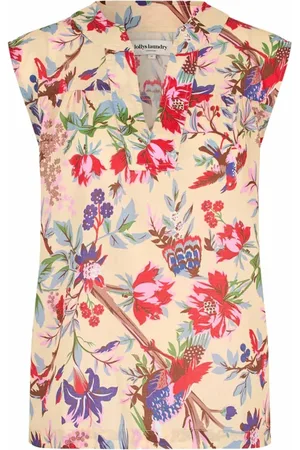 Lollys Laundry Tops, Dames, Veelkleurig, XL, Bloemenprint Top met V-hals