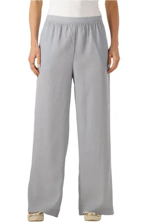 Moss Copenhagen Broeken, Dames, Blauw, S, Gestreepte hoge taille broek voor vrouwen