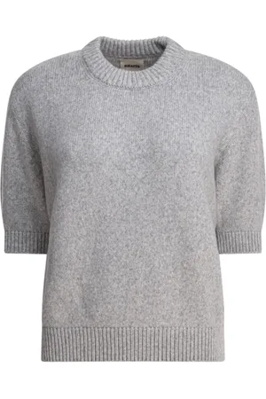 Khaite Truien, Dames, Grijs, L, Kasjmier, Lichtgrijs Crew Neck Sweater