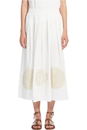 Max Mara Rokken, Dames, Wit, M, Katoen, Witte katoenen midi-rok Orme stijl