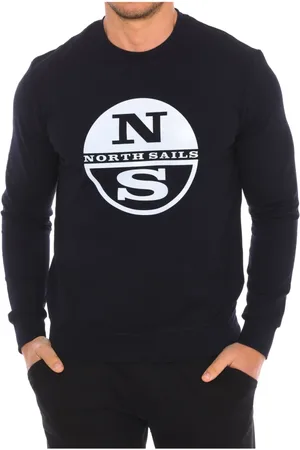 North Sails Sweatshirts & Hoodies, Heren, Blauw, S, Nylon, Geribbelde Ronde Hals Trui