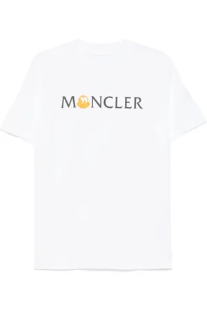 Moncler Tops, Heren, Wit, 2Xl, Katoen, Logo Print Crew Neck T-shirt