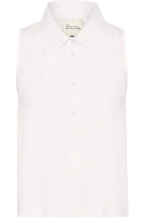 My Essential Wardrobe Blouses & Shirts, Dames, Wit, XS, Katoen, Witte Katoenen Top met Kraag