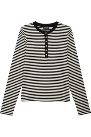 ANINE BING Tops, Dames, Zwart, S, Katoen, Lange mouwen knoop top Alessia