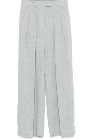 Brunello Cucinelli Broeken, Dames, Grijs, M, Katoen, IJsblauwe Metallic Draadbroek