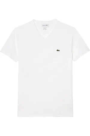 Lacoste Tops, Heren, Wit, M, Katoen, Elegante V-hals Polo Shirt