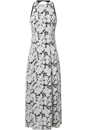 ROTATE Kleedjes, Dames, Zwart, M, Polyester, Witte A-Lijn Midi Jurk