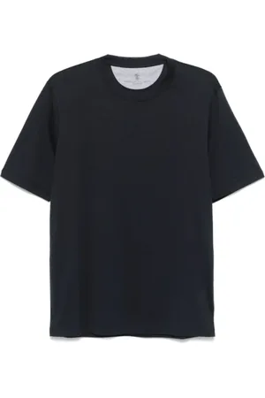 Brunello Cucinelli Tops, Heren, Blauw, L, Katoen, Navy Crew-Neck T-Shirt