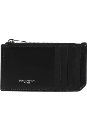 Saint Laurent Accessoires, Heren, Zwart, ONE Size, Leer, Zwarte leren kaarthouder