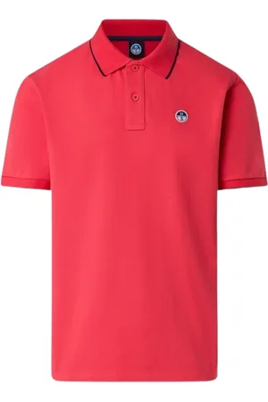 North Sails Tops, Heren, Roze, XL, Katoen, Biologisch katoenen gestreepte kraag poloshirt