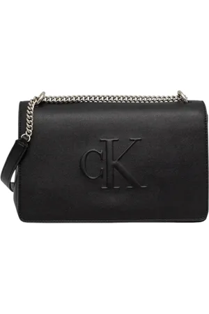 Calvin Klein Tassen, Dames, Zwart, ONE Size, Elegante Flap Chain Tas