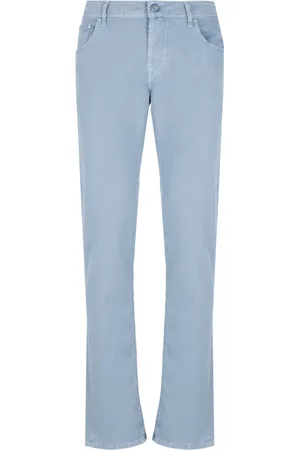 Jacob Cohen Jeans, Heren, Blauw, W35, Katoen, Lichtblauwe katoenen broek voor mannen