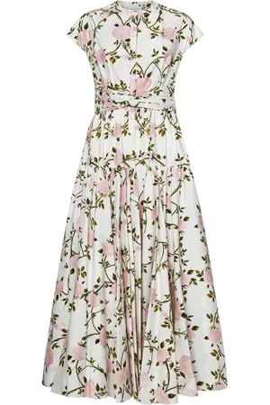 Giambattista Valli Kleedjes, Dames, Veelkleurig, M, Katoen, Witte Rosier Print Katoenen Jurk