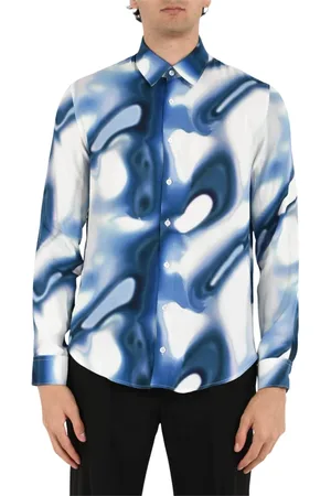 Patrizia Pepe Overhemden, Heren, Blauw, 3Xl, Losvallende viscose bedrukte overhemd