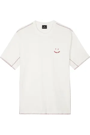 Paul Smith Tops, Heren, Wit, L, Stijlvol T-shirt met Uniek Ontwerp