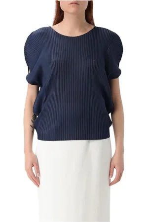 MEIMEIJ Blouses & Shirts, Dames, Blauw, M, Blauwe Gerimpelde Top voor Vrouwen