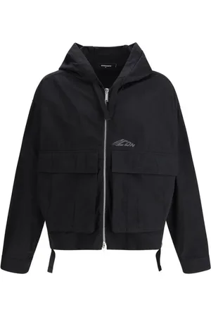 Dsquared2 Jassen, Heren, Zwart, M, Katoen, Ripstop Windbreaker Jas met Cargozakken