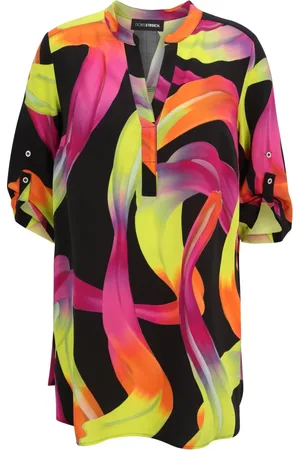 DORIS S Blouses & Shirts, Dames, Veelkleurig, 3Xl, Kleurrijke Grafische Print Blouse