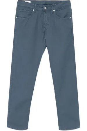 Incotex Broeken, Heren, Blauw, W34, Logo Patch Slim Fit Jeans