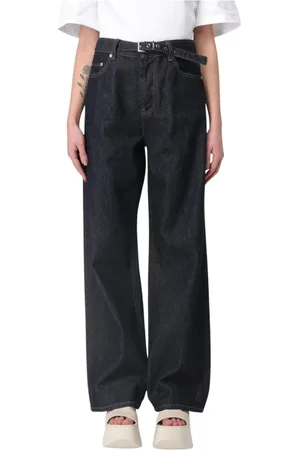 Ganni Jeans, Dames, Blauw, W26, Blauwe Wide Leg Riem Jeans