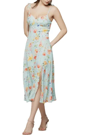 Mar De Margaritas Kleedjes, Dames, Veelkleurig, S, Crepe midi jurk met voorgevormde cup