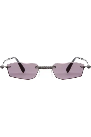 KUBORAUM Accessoires, Heren, Grijs, ONE Size, Rimless Zwarte Zonnebril met Grijze Lens