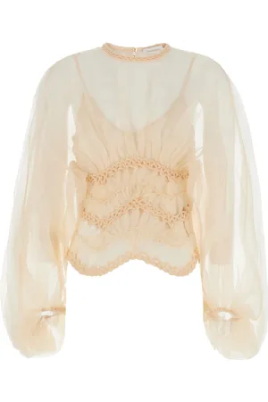 ZIMMERMANN Blouses & Shirts, Dames, , M, Crewneck Zijden Top met Verlichting