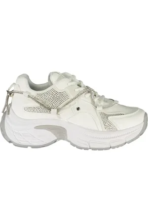 Laura Biagiotti Schoenen, Dames, Wit, 36 EU, Witte Dames Sneaker met Strass Versieringen