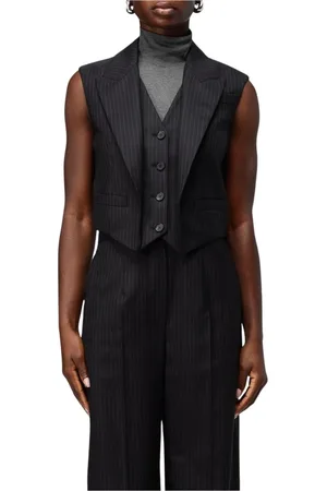Alexander McQueen Jassen, Dames, Blauw, S, Wol, Navy Pinstripe Gilet