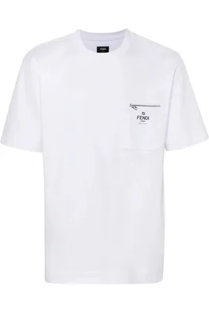 Fendi Tops, Heren, Wit, M, Roma Stijl T-shirt