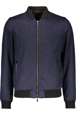 MOORER Jassen, Heren, Blauw, 2Xl, Polyester, Bomberjack in Technische Stof met Ribgebreide Manchetten