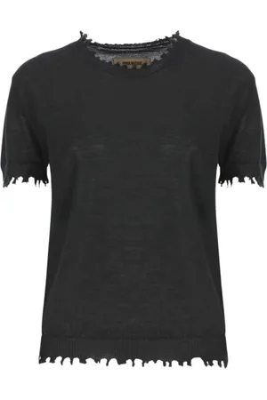 UMA WANG Tops, Dames, Zwart, L, Zwarte Zijden Gedrapeerde Top