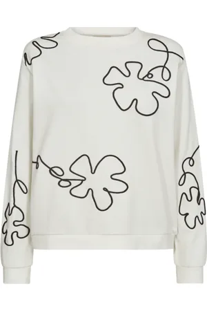 Freequent Sweatshirts & Hoodies, Dames, Wit, L, Katoen, Bloemen Ster Sweater