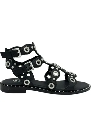 Ash Schoenen, Dames, Zwart, 40 EU, Zwarte Pop Up Leren Sandaal