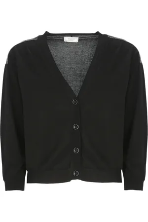 PESERICO SIGN Truien, Dames, Zwart, 2Xs, Katoen, Zwarte Katoenen Vest V-Hals Trui