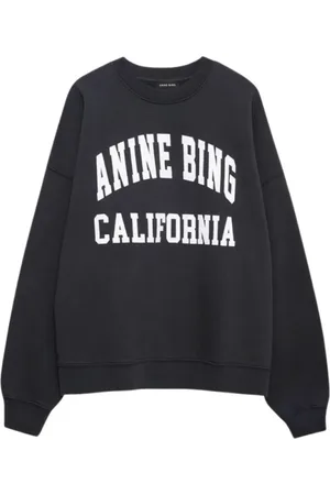 ANINE BING Sweatshirts & Hoodies, Dames, Zwart, M, Katoen, California Sweatshirt met Vilt Print