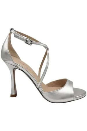 ROBERTO FESTA Schoenen, Dames, Grijs, 36 EU, Leer, Zilver gelamineerde leren sandaal
