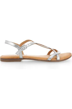 Gioseppo Schoenen, Dames, Grijs, 38 EU, Zilveren Leren Enkelband Sandalen