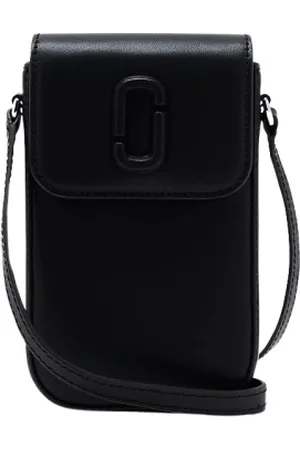 Marc Jacobs Accessoires, Dames, Zwart, ONE Size, Leer, Zwarte Crossbody Telefoon Tas Echt Leer