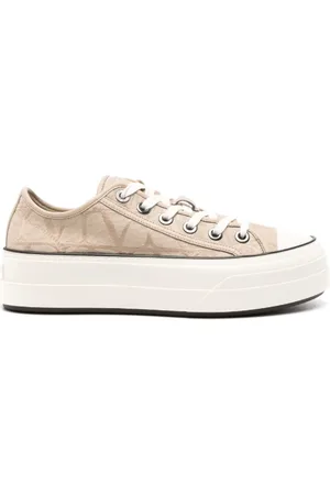 VALENTINO Schoenen, Dames, , 38 EU, Canvas Platform Sneakers VLogo Patroon