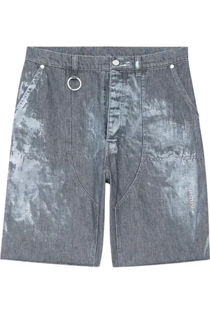 Etudes Korte broeken, Heren, Blauw, S, Denim, Losse Denim Geschilderde Shorts