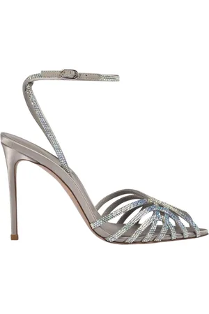LE SILLA Schoenen, Dames, Grijs, 38 EU, Kristalversierde puntige sandalen