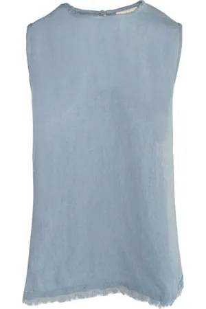 Hest Hést, Tops, Dames, Blauw, L, Linnen, Lila Linnen Geweven Top Blouse Shirt