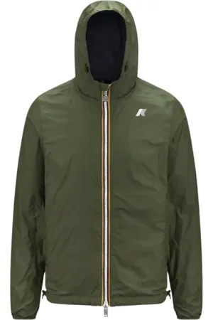K-Way Jassen, Heren, Groen, XS, Nylon, Waterdichte jas Jake Plus Groen-Beige
