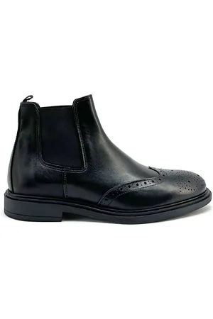Duca Di Morrone Schoenen, Heren, Zwart, 45 EU, Italiaanse leren enkellaarzen met ronde neus