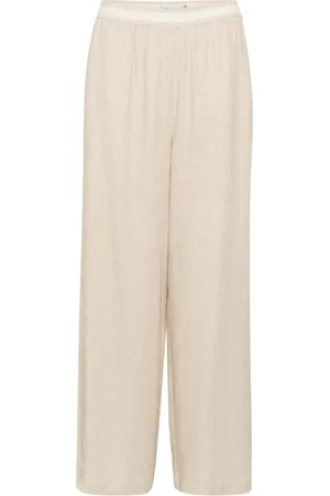 Karen by Simonsen Broeken, Dames, , 2Xl, Wijde Pijp Broek Natuur Melange