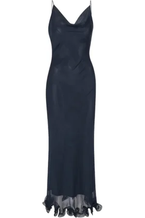 ROTATE Kleedjes, Dames, Blauw, M, Chiffon, Chiffon Ruffle Maxi Jurk