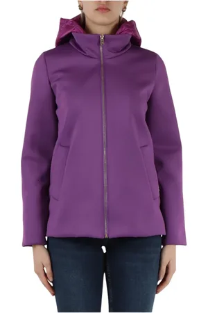 MARELLA Mantels, Dames, Paars, M, Polyester, Paarse Jas met Afneembare Capuchon